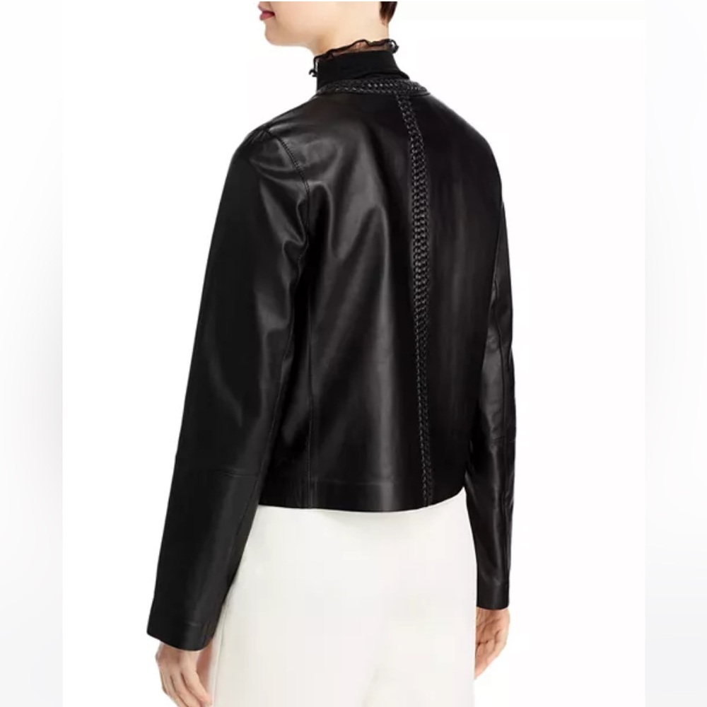Lafayette 148 NY Alden Braided Trim Lambskin Leather Jacket 3X Excellent - Picture 14 of 14